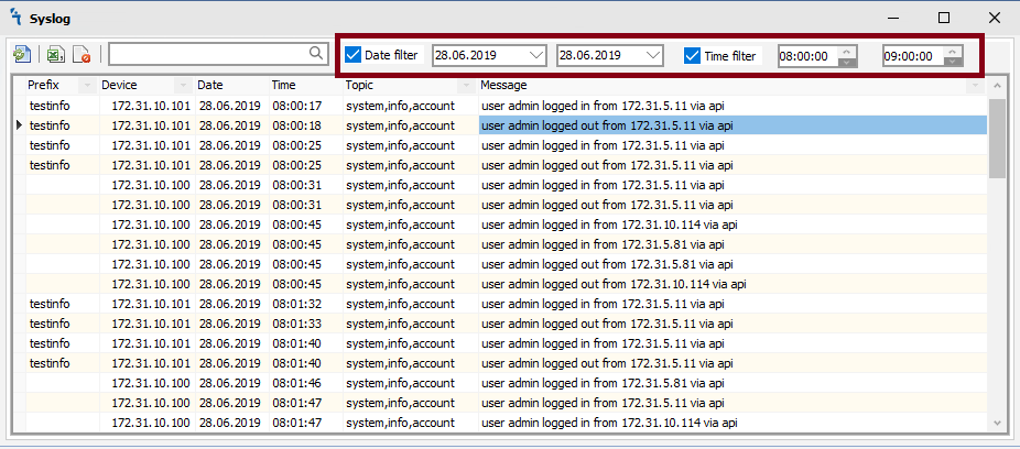 Syslog Filter by Date and Time